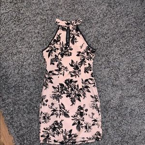 Black and pink floral mini dress